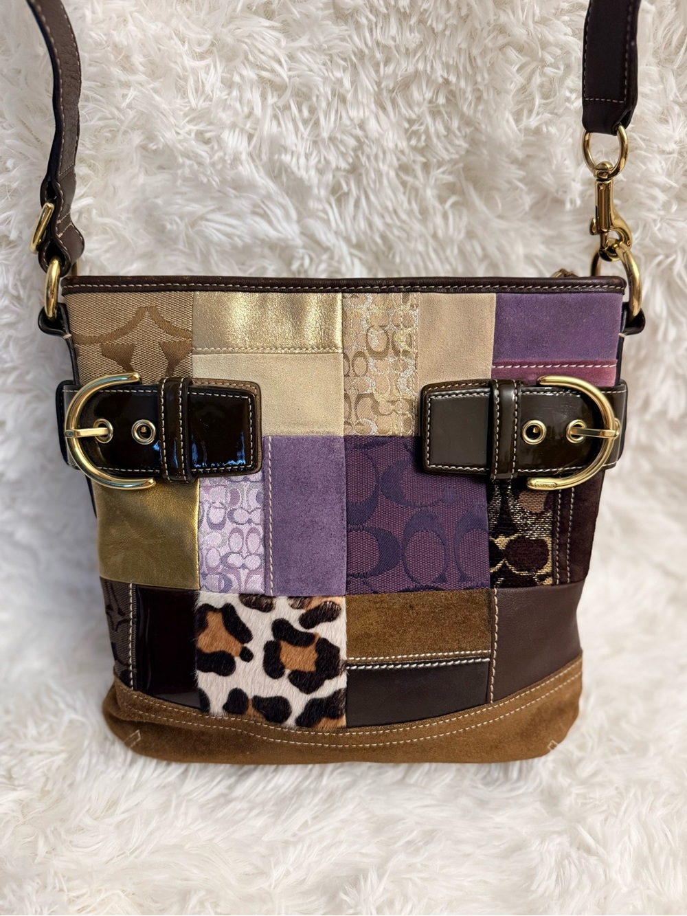 EUC: Vintage Coach Limited Edition Eva Holiday Patchwork Shoulder Bag